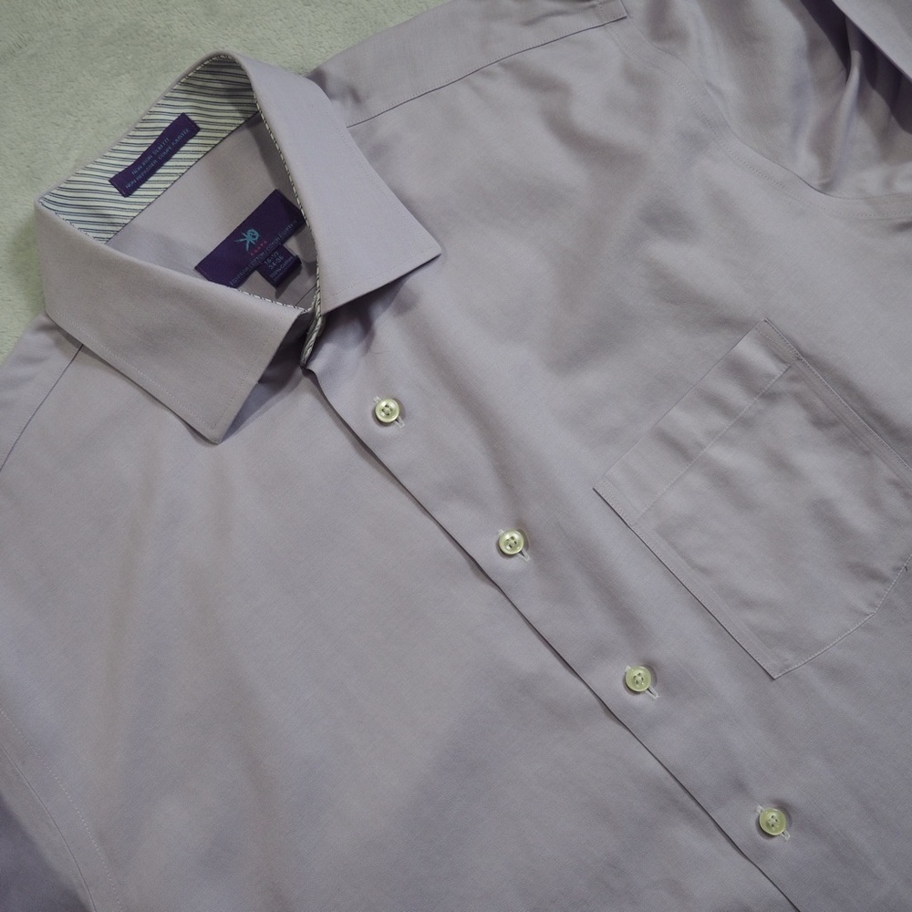 Egara Sz 16.5 34-35 Lavender Casual Button Down Shirt Egyptian Cotton
